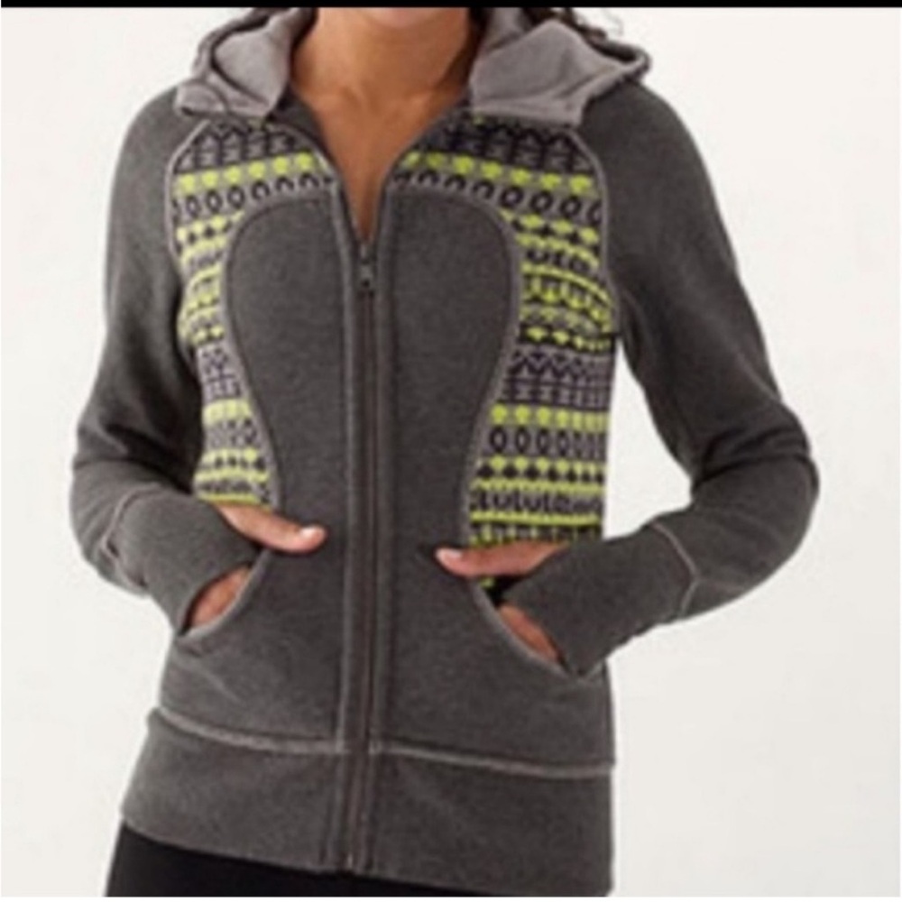 Lululemon Gray Patterned Zip-Up Hoodie Sz 2
